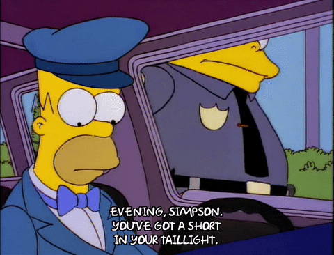 Chief Wiggum pulls over Homer on 'The Simpsons’.