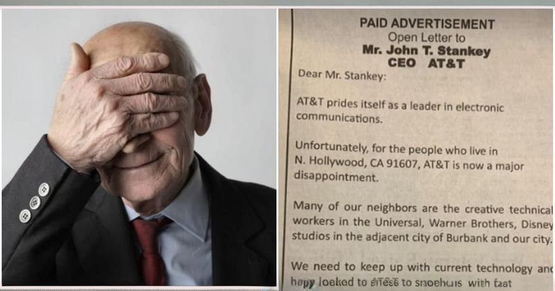Fed up 90-year-old takes an ad out in the paper to tell AT&T's CEO about his slow internet