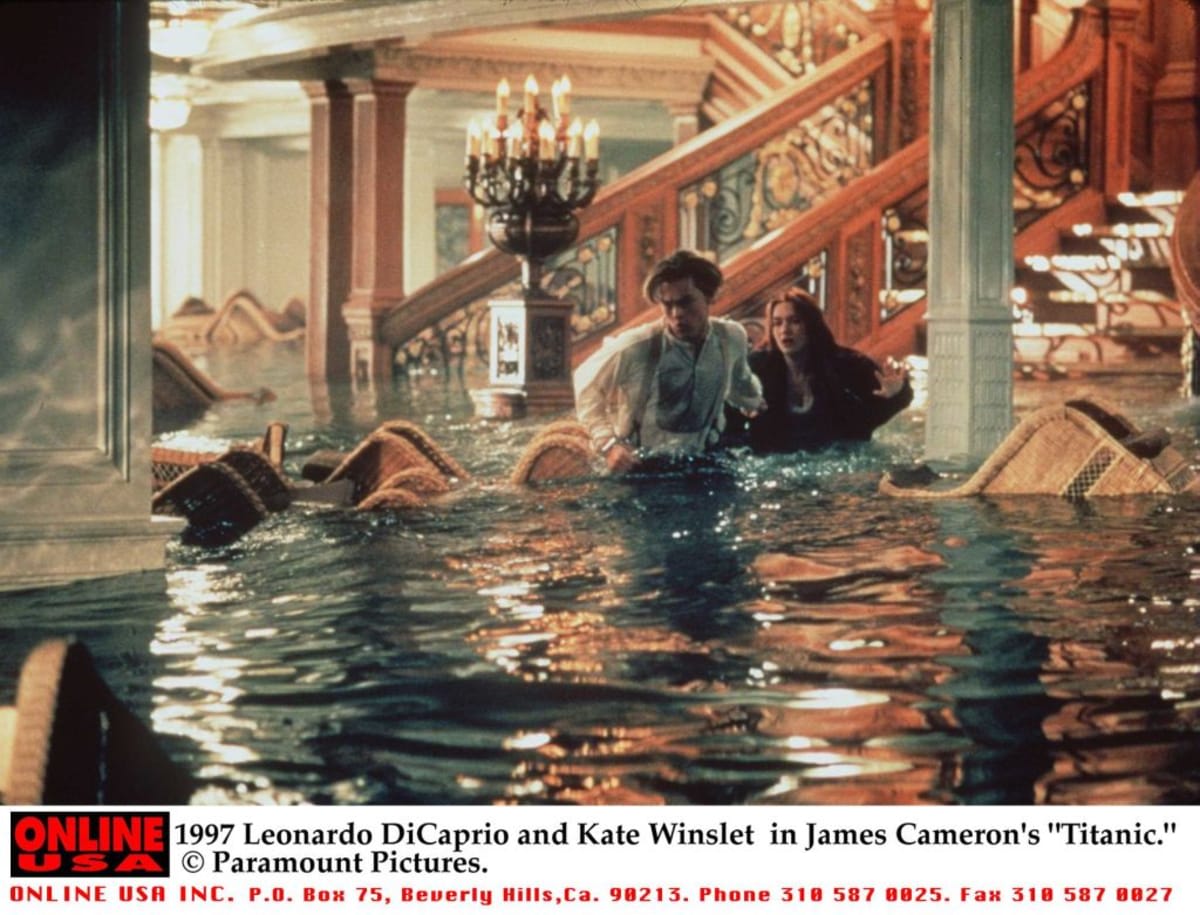 377241 01: 1997 Leonardo DiCaprio and Kate Winslet in James Cameron's 