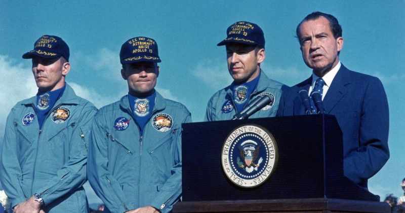 Three astronauts who raced to earth with oxygen running out and the whole world watching