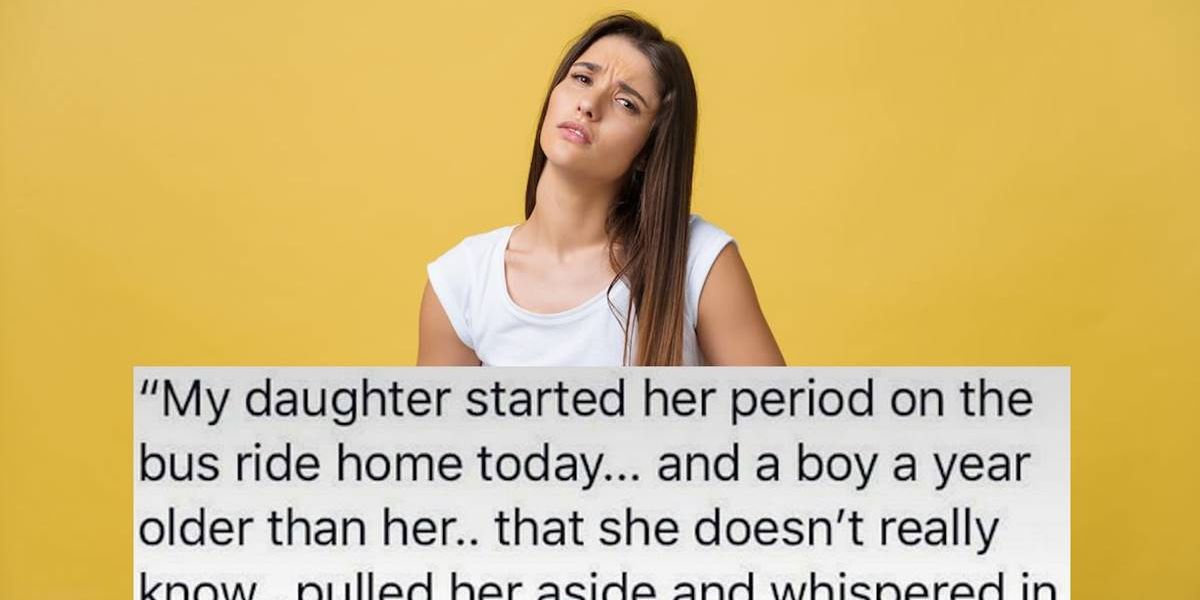 Mom praises teen boy for the way he helped her daughter with a period emergency.