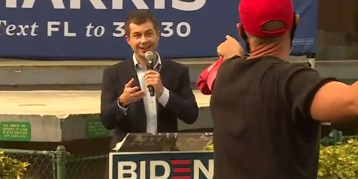 Pete Buttigieg masterfully shuts down a MAGA heckler. And then they even agree on something.