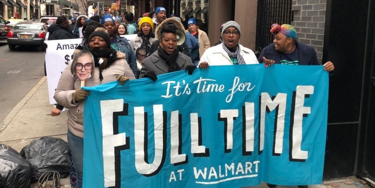 Walmart workers demand fair pay at a passionate protest outside Alice Walton's penthouse