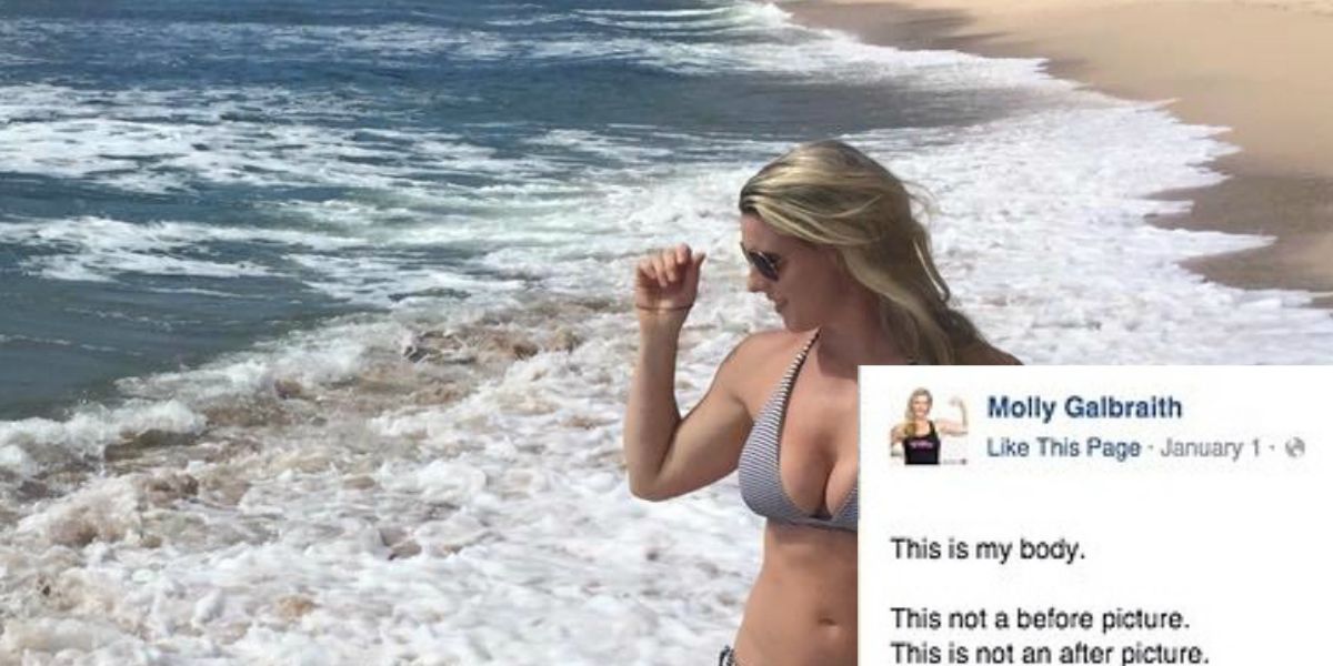 Woman’s bikini shot and caption become a manifesto on self-acceptance.