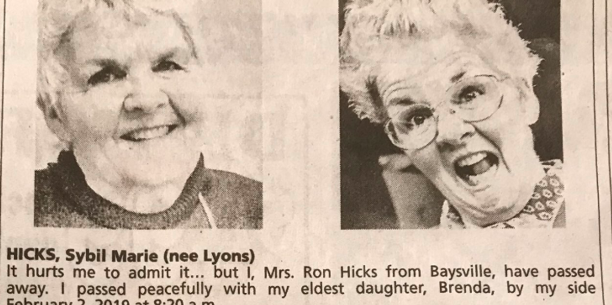 Recently-deceased mom becoming a celebrity after her kids' publish stunningly clever obituary.